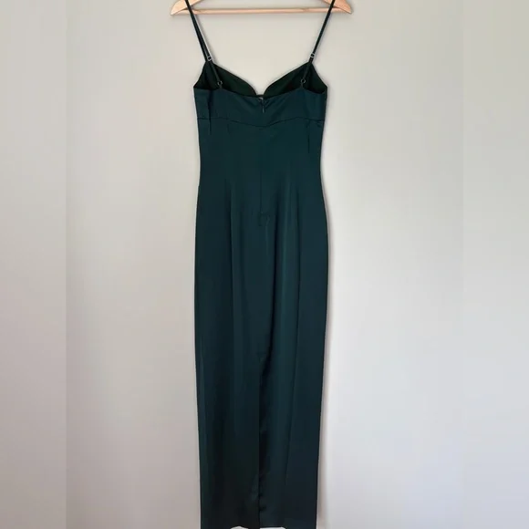 NEW Reformation Sathia Satin Long Dress Forest Dark Green | US 4 UK 8 - Picture 11 of 15